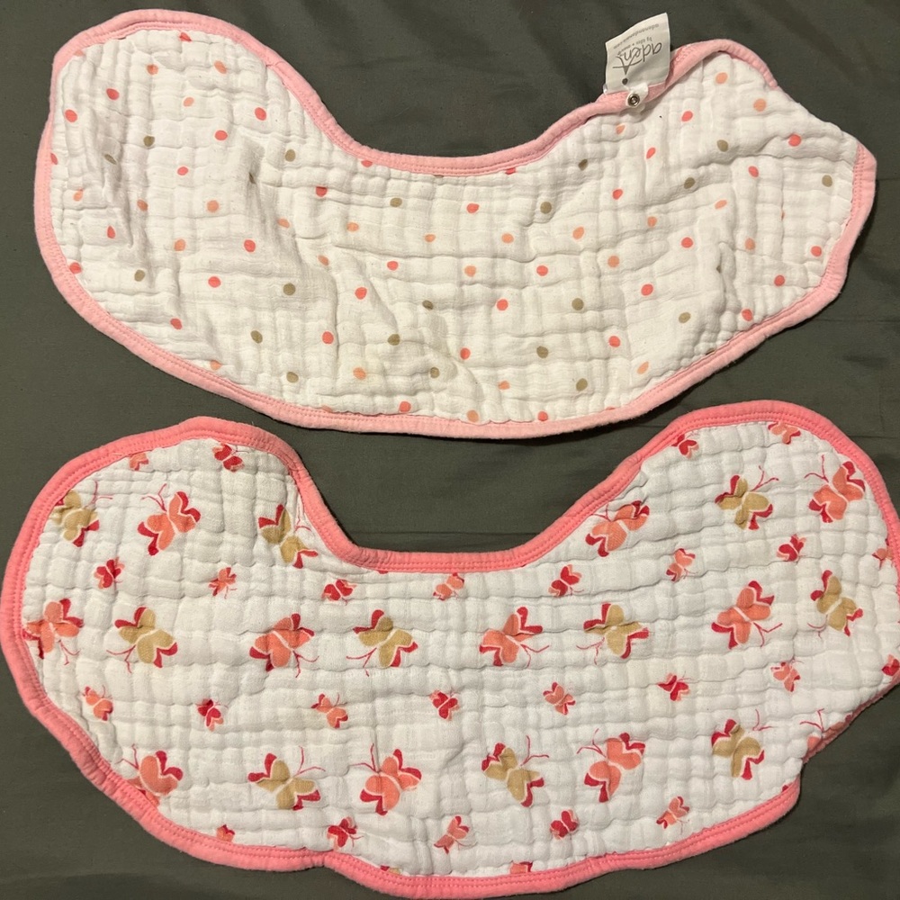 Aden & Anais reversible muslin bibs.